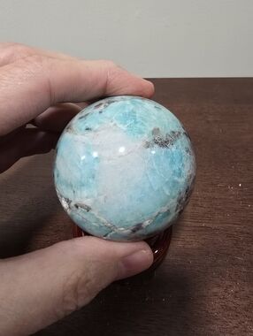 Amazonite with Mica and Smokey Quartz Crystal Sphere #B 61 mm